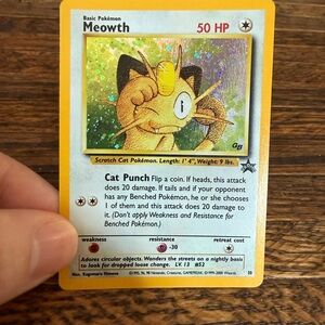 Pokemon Meowth Holographic Card - Yellow & Black Accents